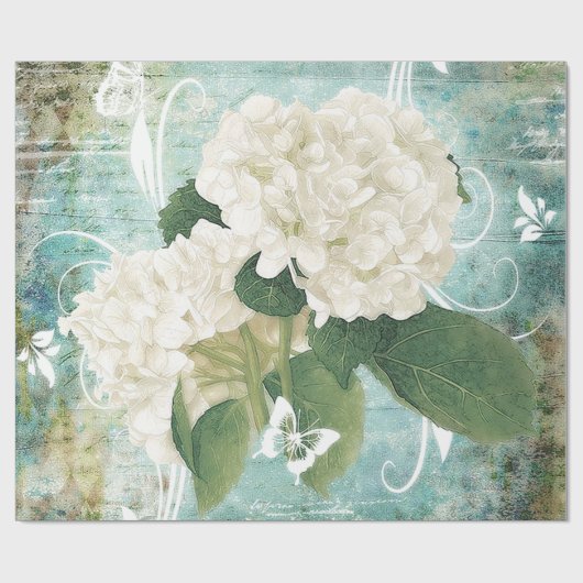 Papier Cadeau White hydrangea (Plat)