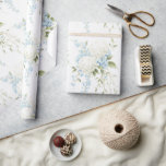 Papier Cadeau White Hydrangeas Blue Floral Bridal Shower<br><div class="desc">Beautiful white hydrangeas mixed with blue florals and soft greenery were used to create this lovely gift wrapping paper.</div>