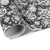 Papier Cadeau White Lace on Black  (Coin rond)