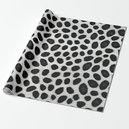 Papier Cadeau White Leopard Elegant Moderne Collection Luxe (Déroulé)