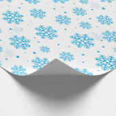 Papier Cadeau White & Light Blue Snowflake Wrapping Paper  (Coin)