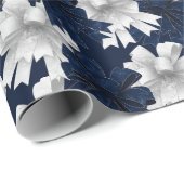 Papier Cadeau White Navy Blue Bows Holiday (Coin rond)