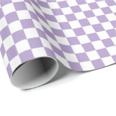 Papier Cadeau White & Purple Checkerboard Wrapping Paper Roll (Coin rond)