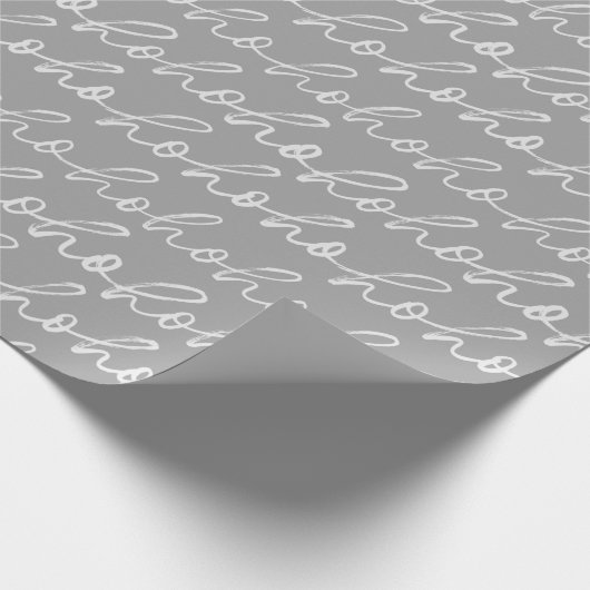 Papier Cadeau White Script Ho Ho Ho Silver Christmas (Coin)