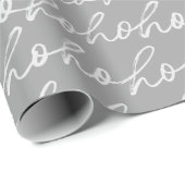 Papier Cadeau White Script Ho Ho Ho Silver Christmas (Coin rond)