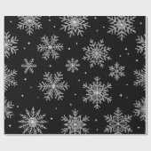 Papier Cadeau White Snowflakes On Black Background Christmas (Plat)