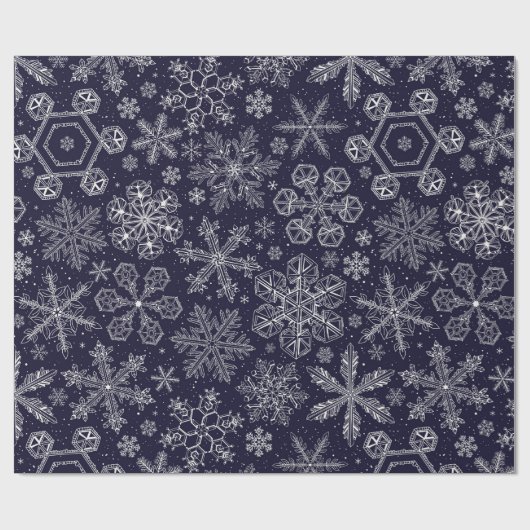 Papier Cadeau White Snowflakes on blue (Plat)