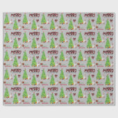 Papier Cadeau White Staffordshire Terrier et sapin de Noël (Plat)