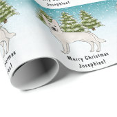 Papier Cadeau White Swiss Shepherd White GSD Chien Forêt d'hiver (Coin rond)
