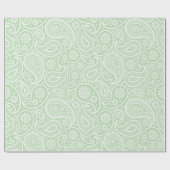 Papier Cadeau White Vintage Paisley Custom Green Background (Plat)
