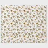 Papier Cadeau White With Gold Sparkle Hearts (Plat)