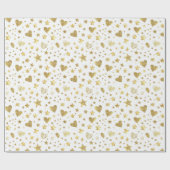 Papier Cadeau White With Gold Sparkle Hearts (Plat)