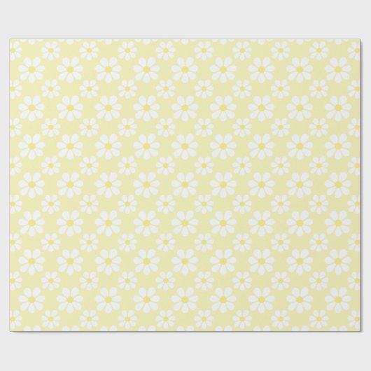 Papier Cadeau White Yellow Daisy Pattern  (Plat)