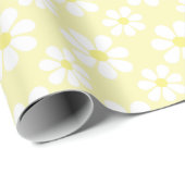 Papier Cadeau White Yellow Daisy Pattern  (Coin rond)
