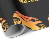 Papier Cadeau Wild African Animals Safari Sunset (Coin rond)
