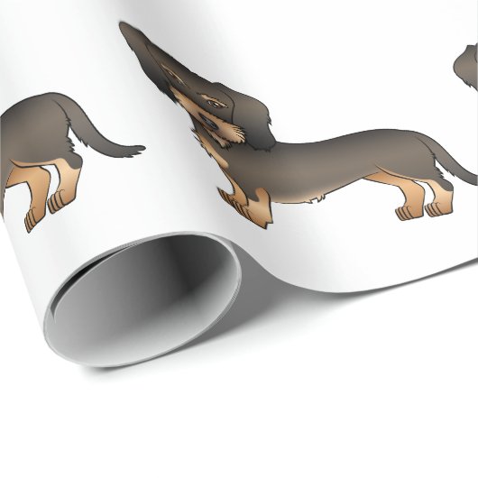 Papier Cadeau Wild Boar Wire Haired Dachshund mignon chien Motif (Coin rond)