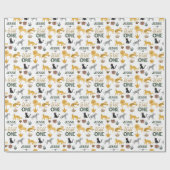 Papier Cadeau Wild One 1st Birthday Tropical Jungle Safari   (Plat)