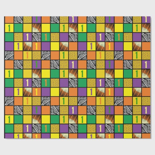 Papier Cadeau Wild One Cute Safari 1er Anniversaire Thème de fêt (Plat)