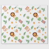 Papier Cadeau Wild one Jungle Animaux Tropical Boy Anniversaire (Plat)