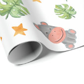 Papier Cadeau Wild one Jungle Animaux Tropical Boy Anniversaire (Coin rond)