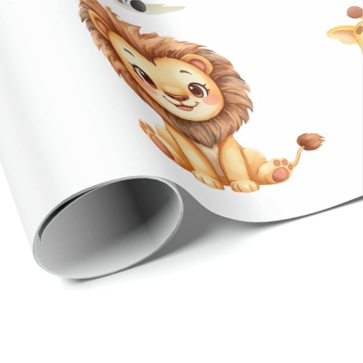 Papier Cadeau Wild One Jungle Safari Birthday for Boys (Coin rond)