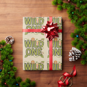 Papier Cadeau Wild One Jungle Thème Anniversaire Design