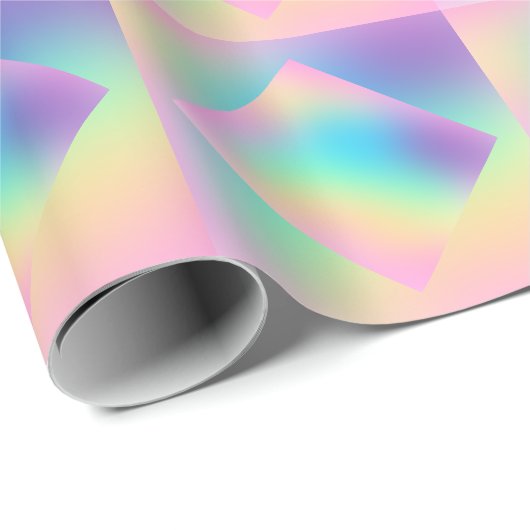 Papier Cadeau Wild Prismatic Ombre Pastel Rainbow Design (Coin rond)