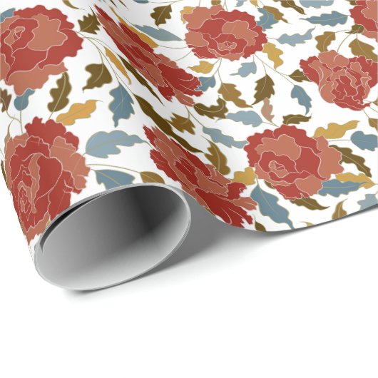 Papier Cadeau Wild Rose Floral Petals Garden Affair Mariage (Coin rond)