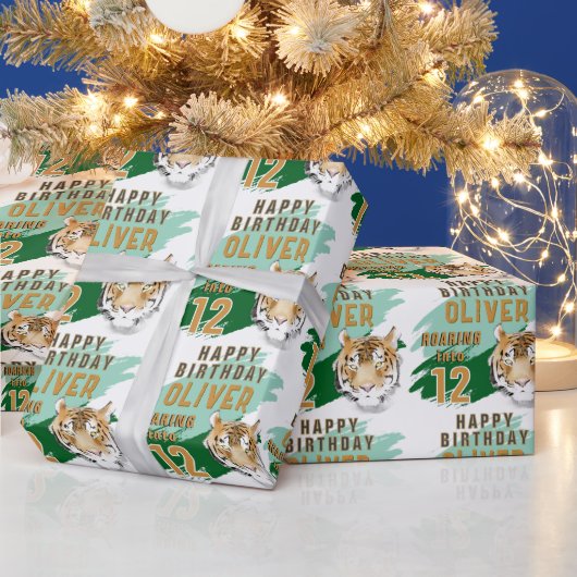 Papier Cadeau Wild Tiger Head Watercolor Birthday (Vacances)