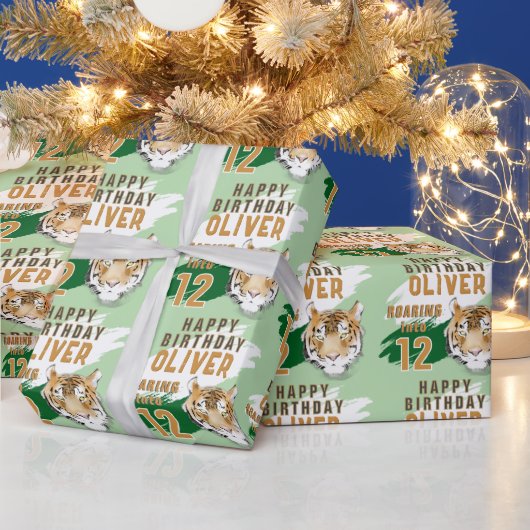 Papier Cadeau Wild Tiger Head Watercolor Birthday (Vacances)