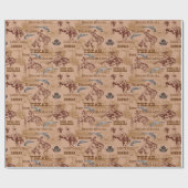 Papier Cadeau Wild West Rodeo Cowboys Broncos Six Shooters (Plat)