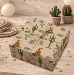 Papier Cadeau Wild West Rustic Desert Animaux Anniversaire