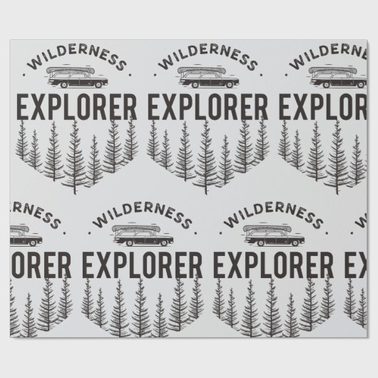 Papier Cadeau Wilderness Explorer Station Wagon Canoe Trees (Plat)