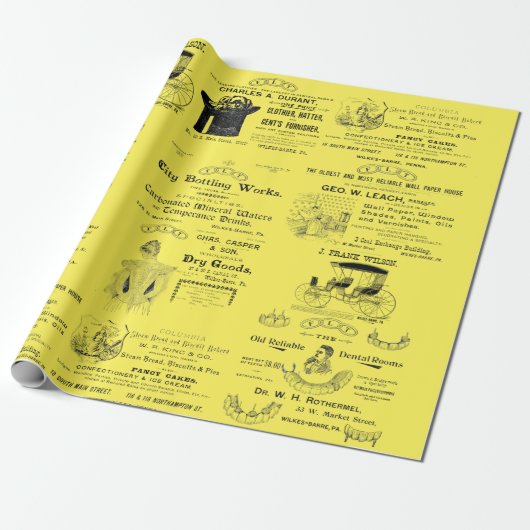 Papier Cadeau Wilkes-Barre Pennsylvania Annonce 1890 (Déroulé)