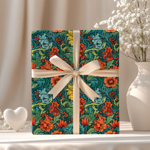 Papier Cadeau William Morris a inspiré des fleurs colorées et vi