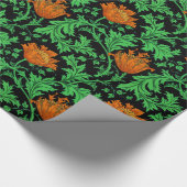 Papier Cadeau William Morris Anemone, orange, vert et noir (Coin)
