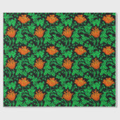 Papier Cadeau William Morris Anemone, orange, vert et noir (Plat)