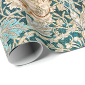 Papier Cadeau William Morris Antique Honeysuckle Motif Floral (Coin rond)