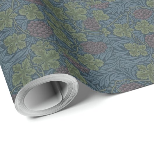 Papier Cadeau William Morris Blue Floral Vine Wallpaper Design (Coin rond)