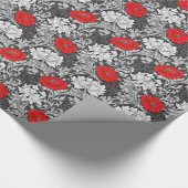 Papier Cadeau William Morris Chrysanthèmes, gris et rouge (Coin)