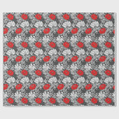 Papier Cadeau William Morris Chrysanthèmes, gris et rouge (Plat)