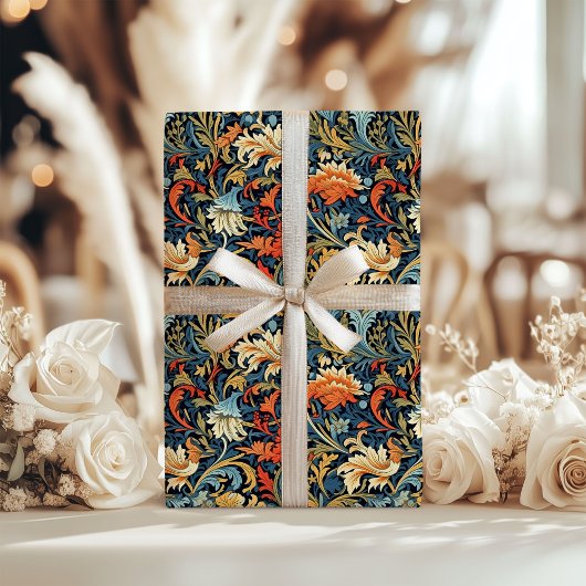 Papier Cadeau William Morris fleur d'ivoire en cuivre pastel