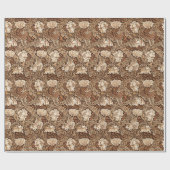 Papier Cadeau William Morris Floral, Chocolat Brown et beige (Plat)