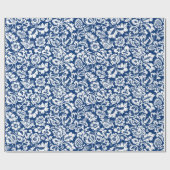 Papier Cadeau William Morris Floral Damask, Cobalt Blue & White (Plat)
