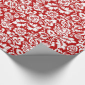 Papier Cadeau William Morris Floral Damask, Deep Red et White (Coin)