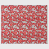 Papier Cadeau William Morris Floral, Deep Red et Silver Grey (Plat)