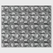 Papier Cadeau William Morris Floral, noir, blanc & gris / gris (Plat)
