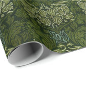 Papier Cadeau William Morris Grand Feuille vert & Fleur bleue (Coin rond)