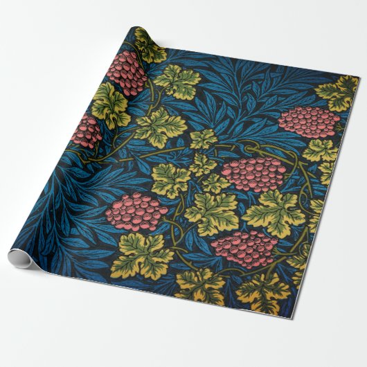 Papier Cadeau William Morris GRAPE VINE BLEU Wrapper Papier (Déroulé)