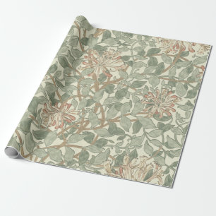 Papier Cadeau William Morris Honeysuckle Vert Floral